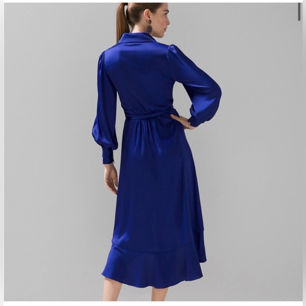 🔥SALE🔥WHBM Sleeve Satin Wrap Dress NEW ⭐️ - Picture 3 of 7